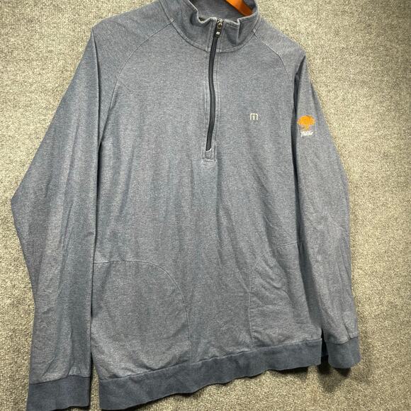 Travis Mathew 1/2 Zip Golf Pullover Men's Large Blue Oak Tree Logo Stretch - Picture 4 of 14